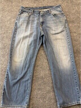 Vintage Lucky Brand Dungarees 38x30.5 Boot Cut Zip Fly Short Length Denim Jeans